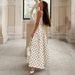 Talenza White Polka Dot Dress Women's Fashion Contrast Backless Elegant Dress Summer New High Waist Women's Party Evening Dress_ecoleips.com