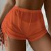 New Multicolor Mesh Swimsuit Women's Lace Up Solid Color Boxer High Waist Beach Bikini Bottoms_ecoleips.com