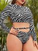 2026 Large Plus Size Swimsuit Women Long Sleeves High Waist Swimwear Female Beach Wear Bathers Bathing Swimming Swim Suit_ecoleips.com