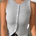 Elegant Women's Rib-Knit Cardigan Vest Short Sleeveless Open Front Shirt in Light Gray Slim Fit Versatile Top_ecoleips.com