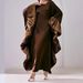 Muslim Dress Women Elegant Muslim Batwing Sleeve Long Dress – Arabian Patchwork Robe With Modest & Fashionable Design_ecoleips.com