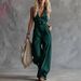 Western-Inspired V-Neck Button Front Romper – Sleeveless Linen Jumpsuit For Women, Boho Chic One-Piece With Adjustable Belt_ecoleips.com
