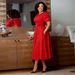 C8659 Foreign Trade Women's Clothing Cross-border New Style Round Neck Puff Sleeve High Waist Fashionable Large Hem Plus_ecoleips.com