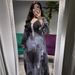 Women's Clothing Fashion Print Slim V Neck Elegant Long High Waist Dress_ecoleips.com