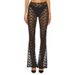 Women's Clothing Women's Floral Print Lace Flared Wide Leg Pants High Elasticity Casual Long See Through Versatile_ecoleips.com