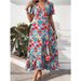 Bohemian Floral Printed V-neck Split Women Dress_ecoleips.com