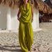 Women's Elegant Two-Piece Set Sleeveless Collared Top And Loose Trousers_ecoleips.com