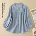 Aria Basics Aria Basics Foreign Trade Italian Women's Clothing***Discounted Cotton-Linen Shirt, Lightweight Loose-Fit Slimming Three-Quarter_ecoleips.com