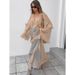 Khaki Spring/Summer Lace Dress With Sun-Protective Hood, Wholesale Style For Women_ecoleips.com