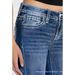 Women's Cross Embroidered Denim Jeans Stretchy Slim Fit Floor Length Blue Slightly Flared Summer Style_ecoleips.com
