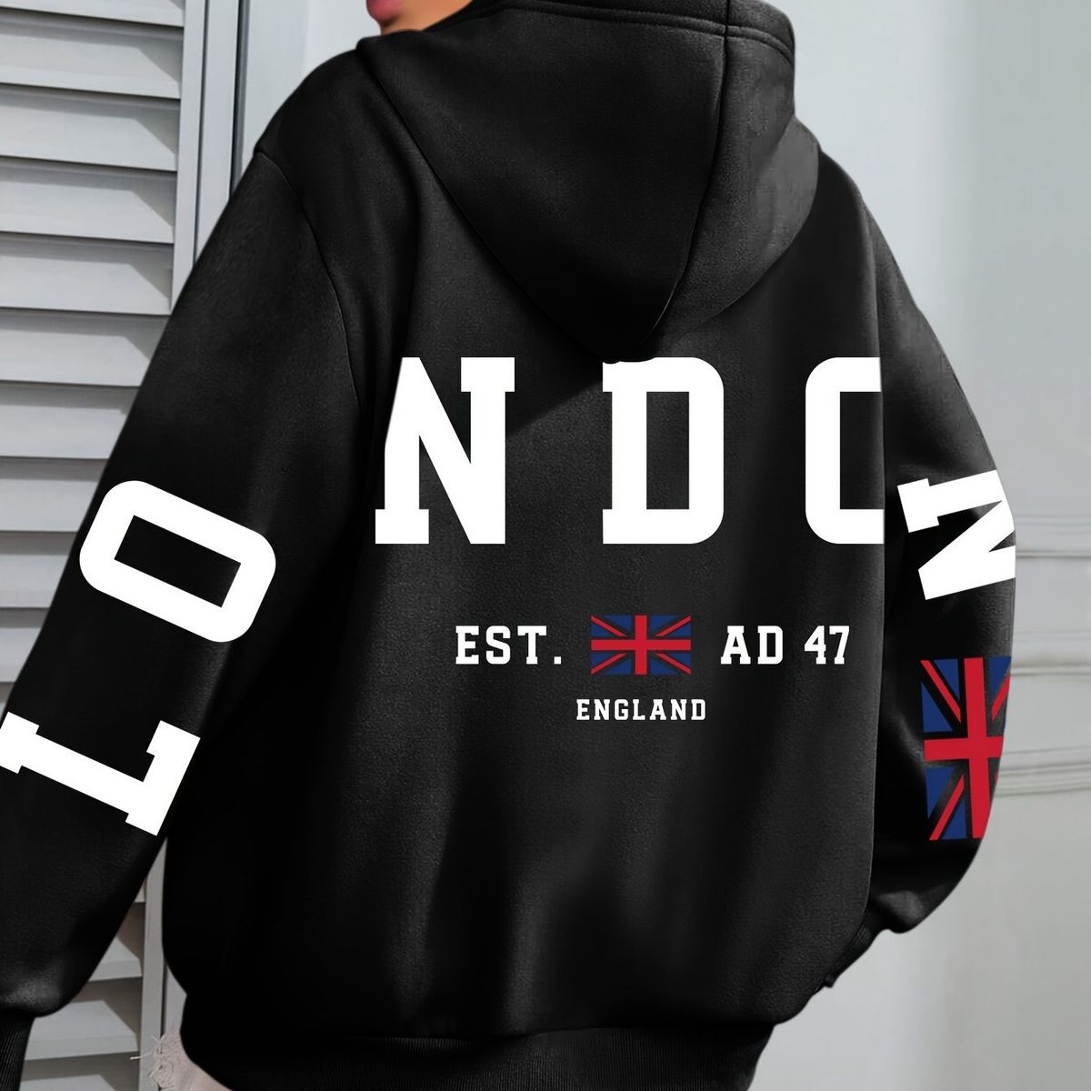 Women's Clothing Printed Kangaroo Pocket Hoodie Casual Long Sleeved Drawstring Pocket_ecoleips.com