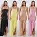 Women's Clothing Summer Sexy Hot Diamond Sling Slit Dress_ecoleips.com