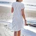 Elegant Striped V Neck Midi Dress Style Available Now On Women's Clothing_ecoleips.com
