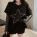 Summer Solid Color Star Printed Splicing Loose And Thin Short-sleeved T-shirt_ecoleips.com