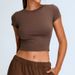 Women's Quick Drying Yoga Sports Top Short Sleeve Tight Fit Casual Running Fitness Clothes T-Shirt_ecoleips.com