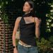 Women's Sexy Halter Neck Camisole Top One Shoulder Ribbon Tie Solid Color European American Style New_ecoleips.com