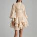 Women's French Elegant High Waist Ruffled Long Sleeve Midi Dress – Slim Fit Spring Gown 2026_ecoleips.com