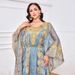MT041 Moroccan Muslim Kaftan Embroidered Sequin Evening Two-Piece Set Dress_ecoleips.com
