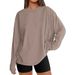 Women's Long Sleeved Base Shirt round Neck Loose Rayon T-Shirt plus Size European And American Style Inner Layer Top_ecoleips.com
