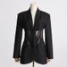 Women's V-Net Sheer Blazer – Chic & Edgy (Oversized Fit, Mesh Detail, Fashion-Forward Statement Piece)_ecoleips.com