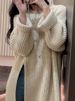 K Loose Knit Dress For Women With Side Slit Design; New Casual Style; Long Sleeve Pullover Sweater;_ecoleips.com