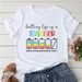 European And American Cross-border Foreign Trade Clothing, Teacher's Day Themed Round-neck Printed Women's Short-sleeve_ecoleips.com