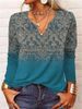 Women's Clothing Women's Loose Long Sleeve T-Shirt Floral V Neck Base Layer Top For Autumn/Winter For Formal & Casual For Women_ecoleips.com