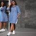 K Large Size Women's Loose And Fashionable New Denim Long Sleeved Casual Dress_ecoleips.com