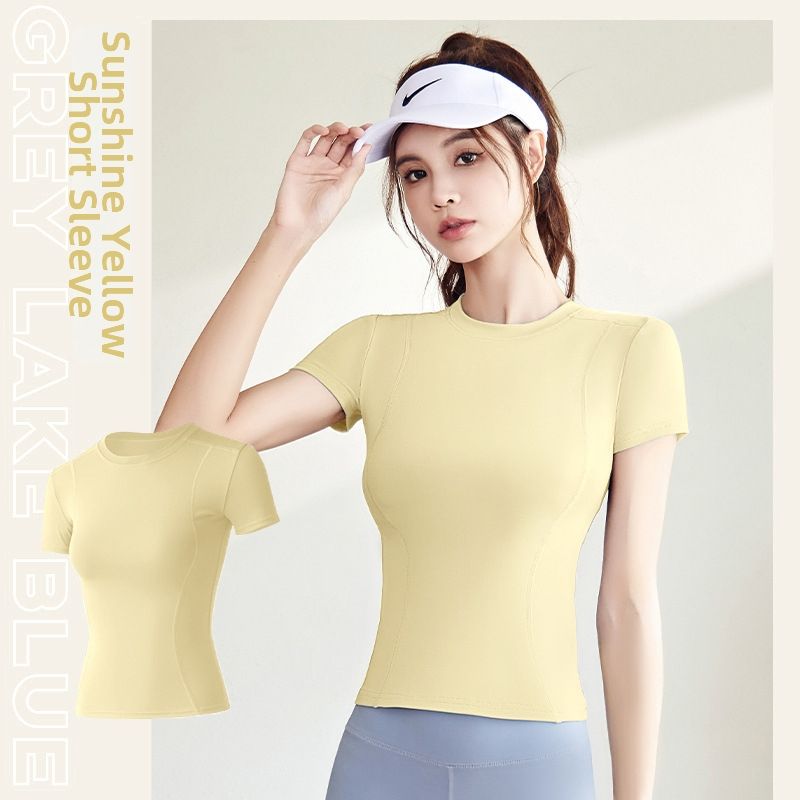 Women's Clothing Women's Slim Fit Stretch T-Shirt Internet Celebrity Style Short Sleeve Gym Running Yoga Summer Sports Top Thin Casual Wear_ecoleips.com