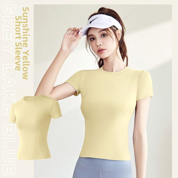 Women's Clothing Women's Slim Fit Stretch T-Shirt Internet Celebrity Style Short Sleeve Gym Running Yoga Summer Sports Top Thin Casual Wear_ecoleips.com
