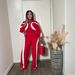 Trendy Color-Block Jumpsuit For Women – Long Sleeve Sporty Romper With Elastic Waist, Comfortable Polyester Blend, Streetwear Chic_ecoleips.com