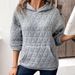 Women's Clothing autumn new solid color women's hooded sweatshirt casual style pocket quilted long sleeved top_ecoleips.com