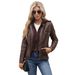 K Hooded Leather Jacket Two-piece Set, Detachable Plus Size Leather Jacket For Women_ecoleips.com