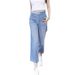 Women's Summer Thin Straight Leg Jeans Loose Fit Elastic Waist Cropped Wide Leg Pants Plus Size Pear Shaped Figures_ecoleips.com
