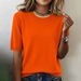 2026shein Cross-border European And American Independent Site Short-sleeved Round-neck Casual Sweater New_ecoleips.com