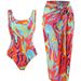 Women's Printed Swimsuit Cover-Up Set – Sexy Bikini & Sun Protection Skirt (UPF 50+, Adjustable Straps, Quick-Dry Fabric)_ecoleips.com
