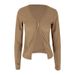 AC433 Autumn New Long-Sleeve Blouse Buttoned T-Shirt Tight-Fitting Cropped Knit Cardigan Korean Style Gtle Top For_ecoleips.com