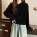 Real Shot Of Women's Autumn Winter Rolled Hem Long-sleeve Hooded Sweatshirt, Loose Short Style, For Independent_ecoleips.com
