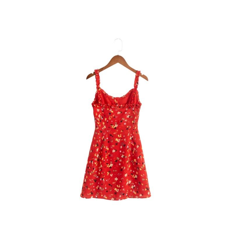 European And American 2023 Winter New Women's French Style Floral Slim-Fit Suspender Dress_ecoleips.com