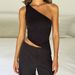 Summer Sexy One Strap Hot Selling Off Shoulder Lace Up Short Top_ecoleips.com