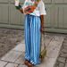 Spring Summer Women's Loose Casual Block Color Striped Print Straight-Leg Trousers
fashion High Quality Woman Pants_ecoleips.com