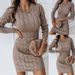 Women's Long Sleeve Round Neck Bodycon Sweater Dress - Fall Winter Stretchy Knit Casual Tunic Pullover_ecoleips.com