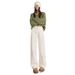 White Narrow Wide-leg Jeans Women, Fleece-lined, High-waisted, Slimming, New Autumn/winter 2025 Model, Straight Pants_ecoleips.com