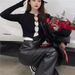 Women's Hollow Out Short Sweater Sexy Alluring Knit Cardigan Top Trendy Outfit_ecoleips.com