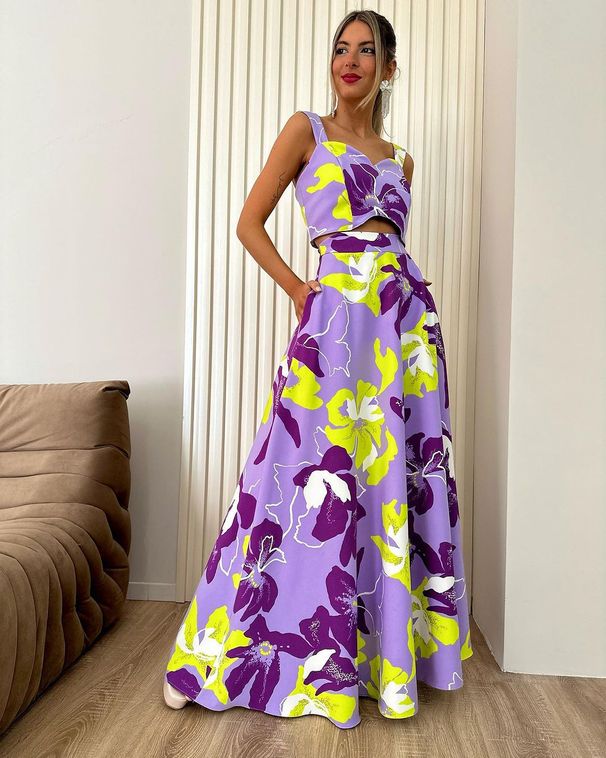Women's Clothing Fashion Printed Suspender Swing Skirt Set Spring And Summer_ecoleips.com