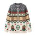 girl 94082025 Winter New Fashion Versatile Round Neck Christmas Bear Jacquard Knitted Cardigan For Women_ecoleips.com