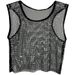 Crystal Mesh Halter Top – Rhinestone Embellished Cropped Bustier, Shiny Waist-Cut Lace-Up Sexy Blouse (White, Black, Pink, Light Blue)_ecoleips.com