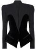 K New Fashionable Slim Fit Structured Velvet Patchwork Suit Jacket_ecoleips.com