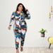 Women's Fall Print Long Sleeve Tops With Pants Set, Tie-Dye Style Casual Two-Piece Outfit, Plus Size Chic Loungewear_ecoleips.com