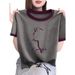 Women's Color-Block Cotton T-Shirt – Slim-Fit Fashion Top With Unique KO Cat Print (6 Colors, S-2XL)_ecoleips.com